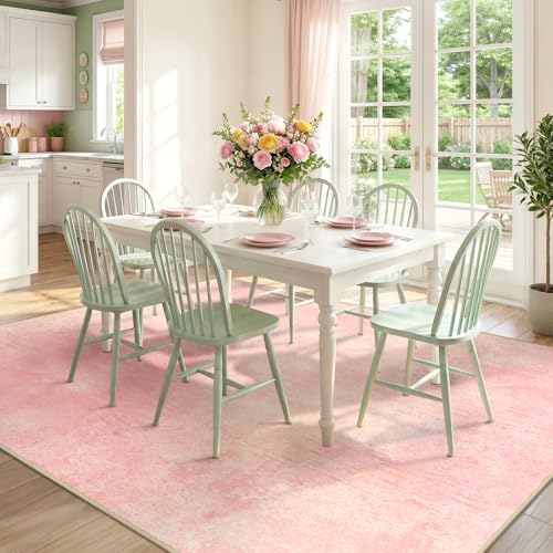 Washable 5'x7' Abstract Area Rug for Living Room Light Pink (Light Pink / 5' x 7' (Rectangular))