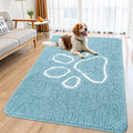 Dog Door Mat for Muddy Paws (59"X35" / Sky Blue and White)