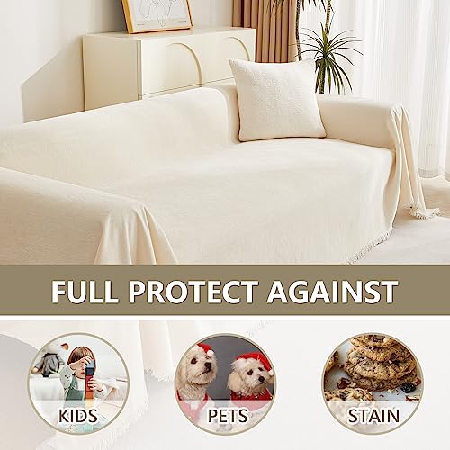 Couch Cover for Pets (71" x 118" / Tassels Edge-beige)