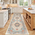 Washable Area Rug (Beige/Blue/Orange / 3' x 9' (Rectangular))