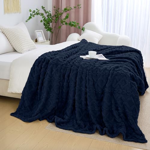Fleece Throw Blanket for Couch Sofa 60"x80" Navy (Navy / Twin(60×80in))