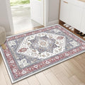 Soft Area Rugs 2x3 (2' x 3' (Rectangular) / Red & Grey)