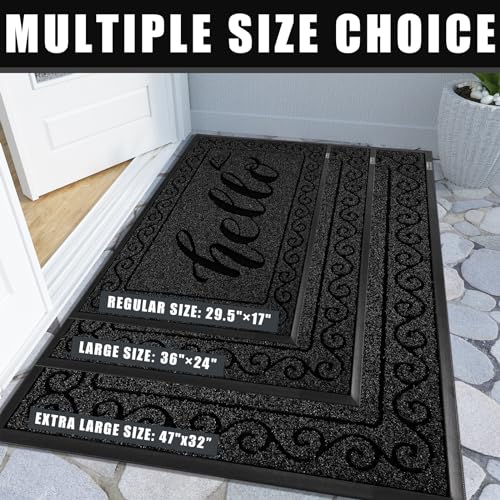 Welcome Mats for Front Door 29.5x17 (Black / 29.5x17 Inch)