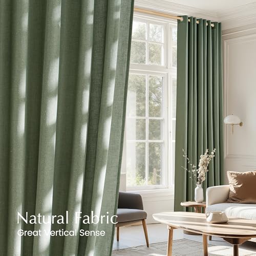 Linen Forest Green Curtains 96 inches Long (Forest Green / 55"W x 96"L (Pack of 2))