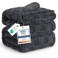Checkered Soft Cozy Queen Blanket for Bed (Dark Grey / Queen (90" X 90"))