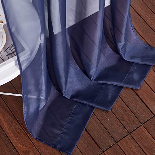 Sheer Voile Curtain Panels (Dark Blue / 54"W x 96"L (Pack of 2))