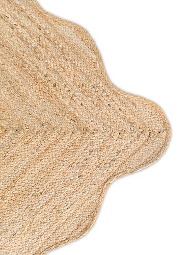 Wave Scalloped Natural Jute Runner Rug Boho Jute Rug Hallway Entryway Runner Rug (Natural / 2'x12' (Runner))