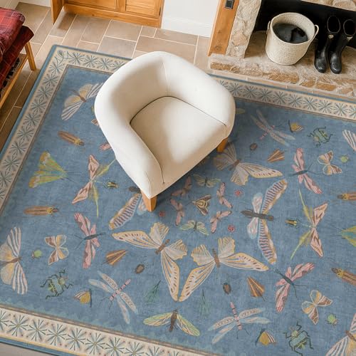 Modern Rugs for Living Room (5' x 8' (Rectangular) / Blue)