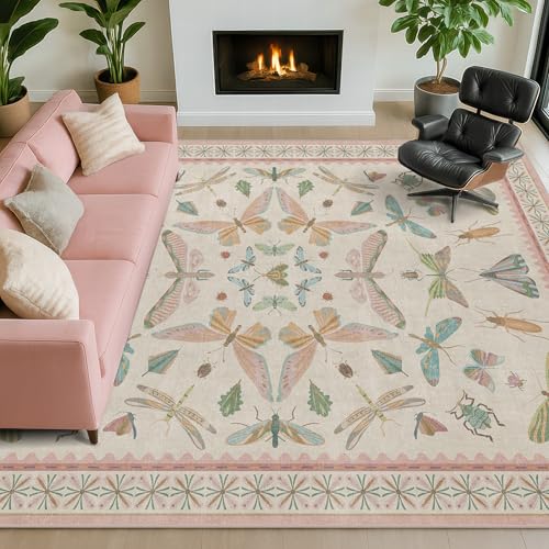 Pastel Pink Girls Rugs for Bedroom 6x8 (6' x 8' (Rectangular) / Beige Pink)
