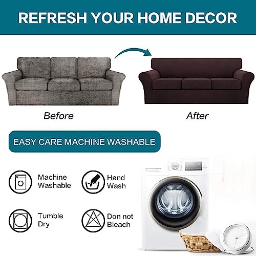 4 Piece Sofa Covers For 3 Cushion Couch Sofa Slipcover Soft Couch Cover For Dogs (Sofa (3 Cushion) / Brown)