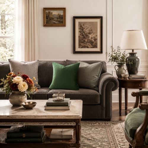 Olive Green Velvet Throw Pillow Covers 18x18 Pack of 2 (Olive Green / 18" x 18" (Pack of 2))