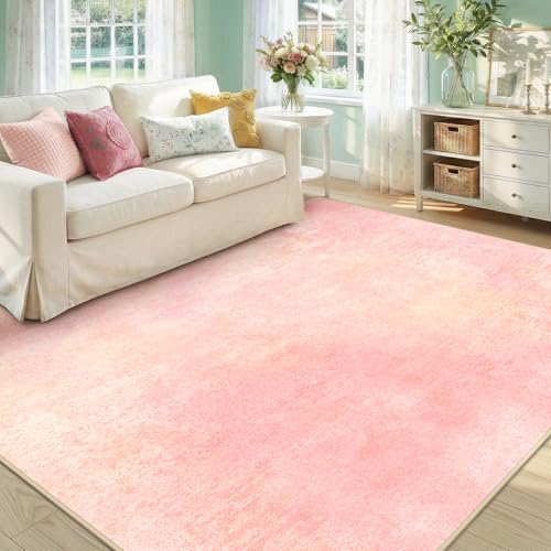 Washable 5'x7' Abstract Area Rug for Living Room Light Pink (Light Pink / 5' x 7' (Rectangular))