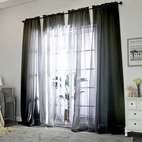 Extra Long Black Sheer Curtains 144 inch 2 Panels Set (Black / 42"W x 144"L (Pack of 2))