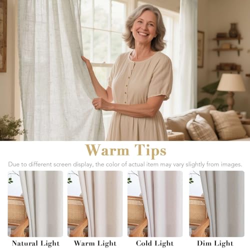 Living Room Linen Curtains (52"W x 54"L (Pack of 2) / Pale Oak)