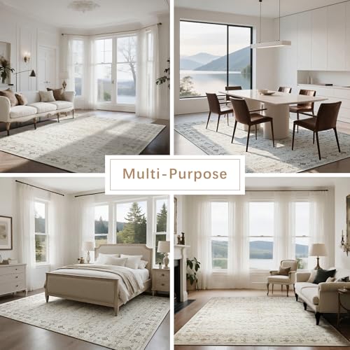 8x10 Washable Area Rugs for Living Room (8' x 10' (Rectangular) / Beige-golden)