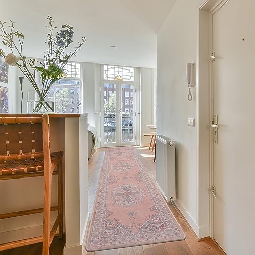 Washable Kitchen Runner Rug 2x8 Rug Runners for Hallways (2' x 8' (Rectangular) / Coral-pink)