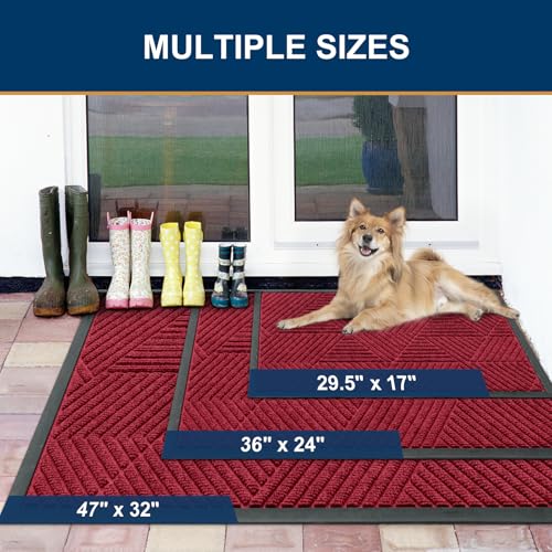 Front Door Mat Outside Entrance (Wine Red / 47" X 23")