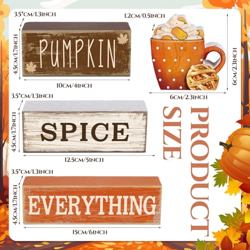 4 Pcs Fall Table Decor Pumpkin Spice Sign (Cup)