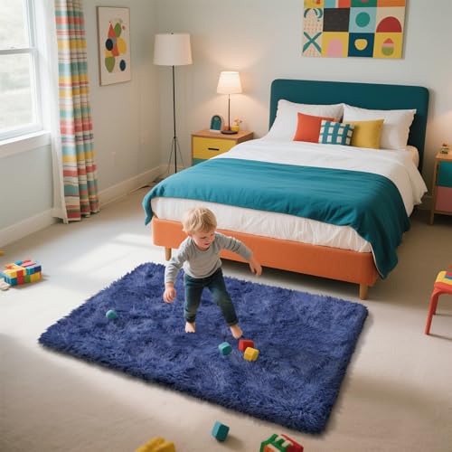 3x5 Area Rug for Bedroom (Blue / 3' x 5' (Rectangular))