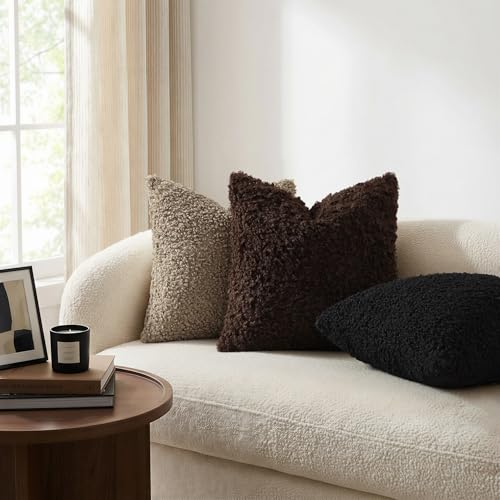 Sherpa Decorative Throw Pillow Covers 20x20 Set of 2 Chocolate (Chocolate / 20" x 20" (Pack of 2))