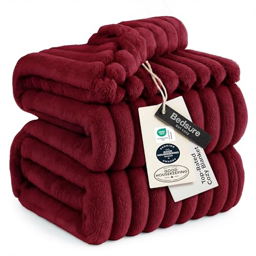 Soft Full Size Fleece Blankets for Bed Deep Red 84"x90" (Deep Red / Full)