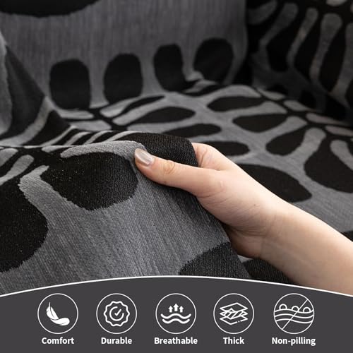 Boho Couch Cover Blanket Geometric Striped Pet Covers for Couches and Sofas Dark Grey and Black Dog Cover for Couch Pet Friendly Chenille Sectional Sofa Covers for Pets Washable (71" x 118" / Stripe: Dark Grey and Black)
