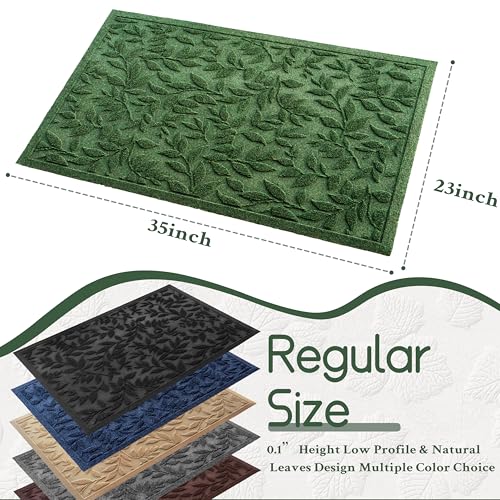 Green Leaves Outdoor Indoor Entrance Doormats (Leaves-green / 1'11" x 2'11" (Rectangular))