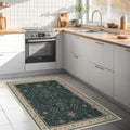 Dark Green Oushak 3x6 Kitchen Rug (3' x 6' (Rectangular) / Dark Green)