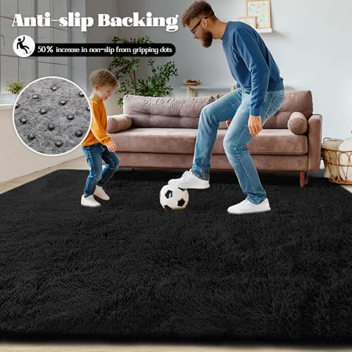 2x6 Runner Rug for Bedroom (Black / 2' x 6' (Rectangular))