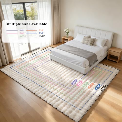 Creamy White Rabbit Plush Rug 6'x9' (Creamy White / 6' x 9' (Rectangular))