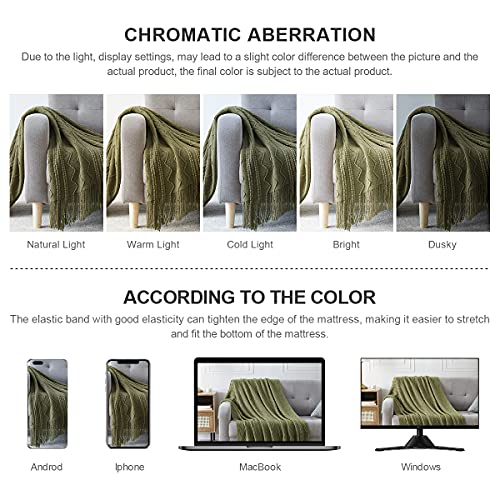 Olive Throw Blanket 50x60 Inch Boho Knitted Soft Throw Sofa Blanket (Olive / 50"x60")