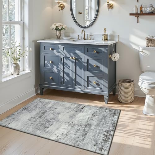 Washable 2x3 Grey Area Rug with Non (Light Neutral Gray / 2' x 3' (Rectangular))