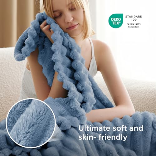Soft Blue Throw Blanket for Couch Decor Gifts 50"x70" (Blue / Throw XL)