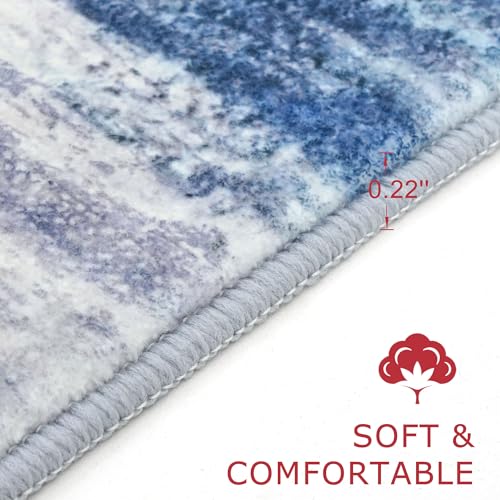 3x10 Ft Rug Modern Ombre Runner Rug for Hallway (Blue/Grey/Beige / 3' x 10' (Runner))
