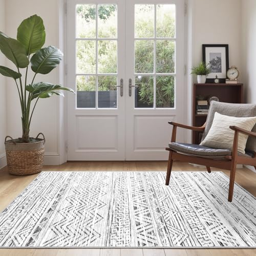 3x5 Area Rug Washable Moroccan (Grey / 3' x 5')