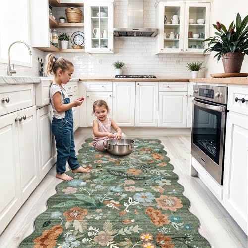 4x8 Washable Area Rug for Family (4' x 8' (Rectangular) / Green/Floral)
