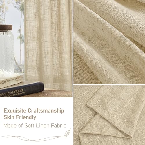 30 Inch Cafe Linen Curtains for Kitchen Window Over Silk 2 Panels (Linen / 34"W x 30"L (Pack of 2))