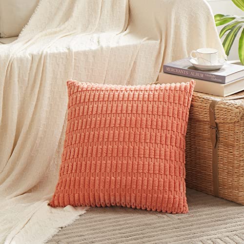 4 Packs Decorative Throw Pillow Covers for Living Room Couch Bed (18" x 18" (Pack of 4) / Coral)