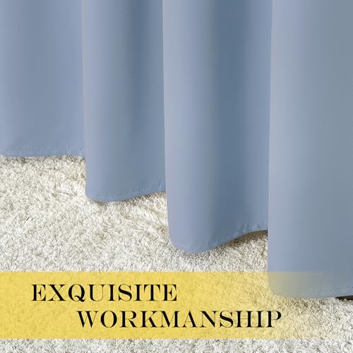 66 Inch Long Blackout Curtains for Bedroom Living Room (Vintage Blue / 66"W x 66"L (Pack of 1))