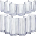 12 Pcs Ribbed Drinking Glasses Clear Vintage Cups Set (9 oz 12 oz)