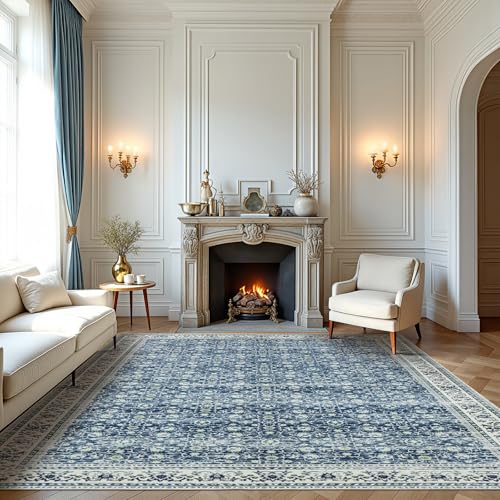 8x10 Boho Washable Area Rugs for Living Room (8' x 10' (Rectangular) / White-blue-yellow-green)