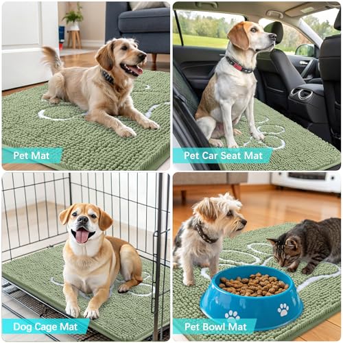 Dog Door Mat for Muddy Paws 70x46 (Sage Green / 70" X 46")