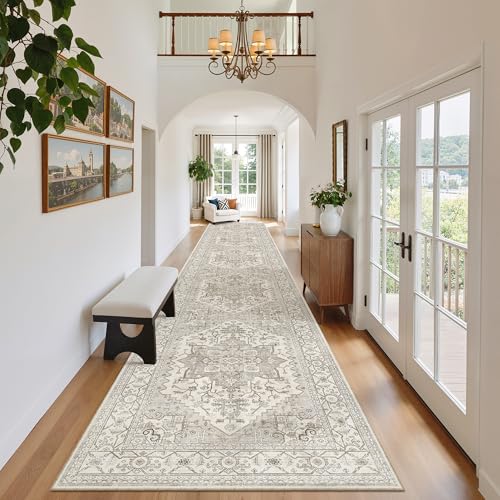 Hallway Runner Rug 2'6''x16' Kitchen Runners Vintage (Beige/Brown / 2'6" x 16' (Runner))