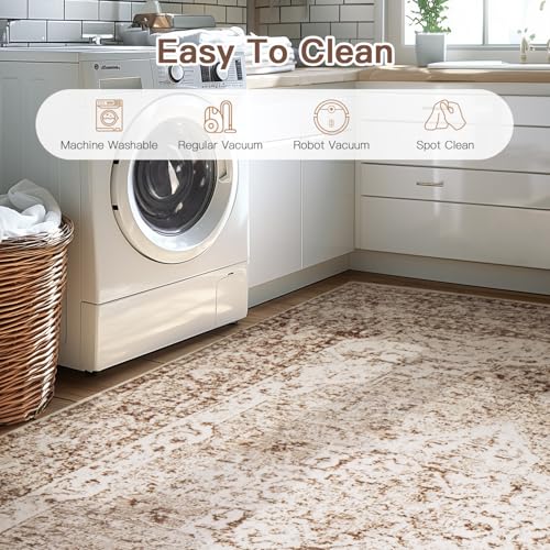 2x8 Runner Rug for Hallways (Vintage Beige Brown / 2' x 8' (Runner))