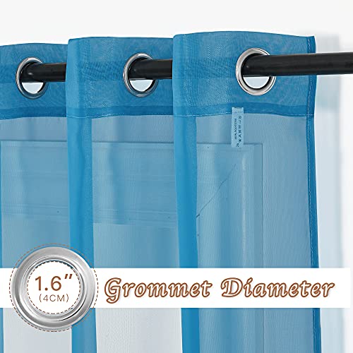 Sheer Curtains for Bedroom Windows 84 inch Length (Turquoise / 54"W x 84"L (Pack of 2))