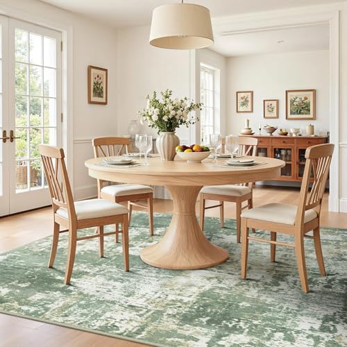 Washable 5'x8' Abstract Area Rug for Living Room Light Green (Green/Gray/Yellow / 5' x 8' (Rectangular))