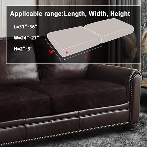 Leather Look Couch Cushion Covers Sofa Seat Slipcovers Sets Couches Furniture Protector for Sectional Armchair Loveseat Pets Kids Stretch Spandex Fabric (2 Cushion Sofa / Chocolate)