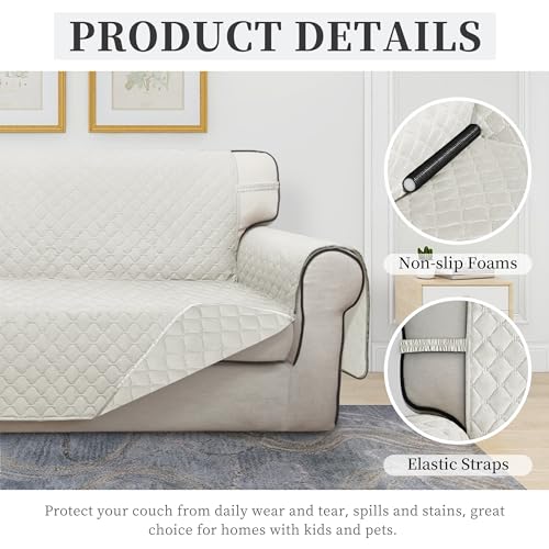 Double Protection 100% Waterproof Sofa Covers for Living Room (Ivory/Ivory / Sofa X Large)