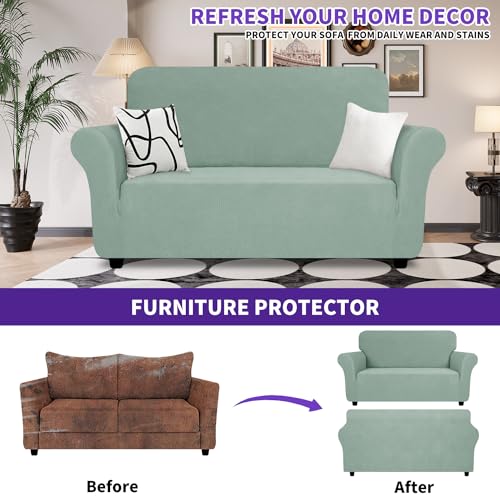 Super Stretch Loveseat Covers (- Pea Green / Medium (57"-70"))