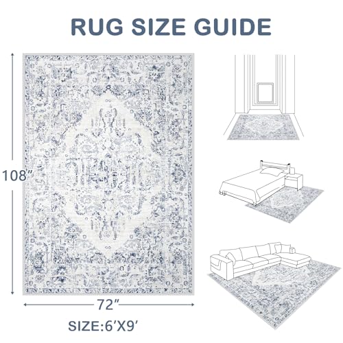 6x9 Area Rugs for Living Room (Blue / 6' X 9' (Rectangular))